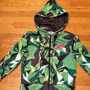 RARE Mountain Dew Onesie Adult M Medium Like NEW zipper from torso to neck